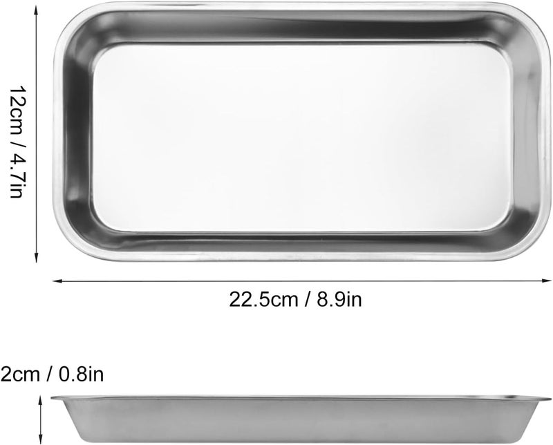 GENHAKON 12 PCS 8.86 x 4.7 Inch Small Surgical Tray, Stainless Steel Medical Tray with Seamless Trays and Moderate Edge Height for Tattoo, Resin, Bathroom, Lab Instrument Supplies, by . - Image 2